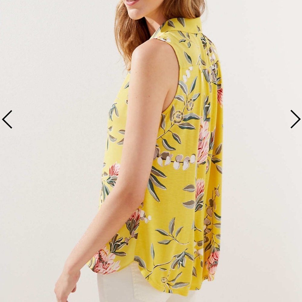 NWT LOFT Floral Mixed Media Buttondown Shell - Picture 3 of 10
